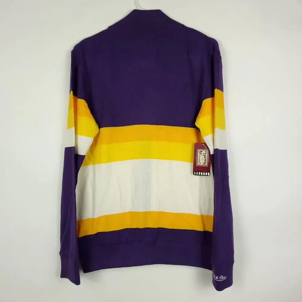 LA Lakers Mitchell & Ness NBA XS XSmall Knit‎ Sweater Purple Gold White New